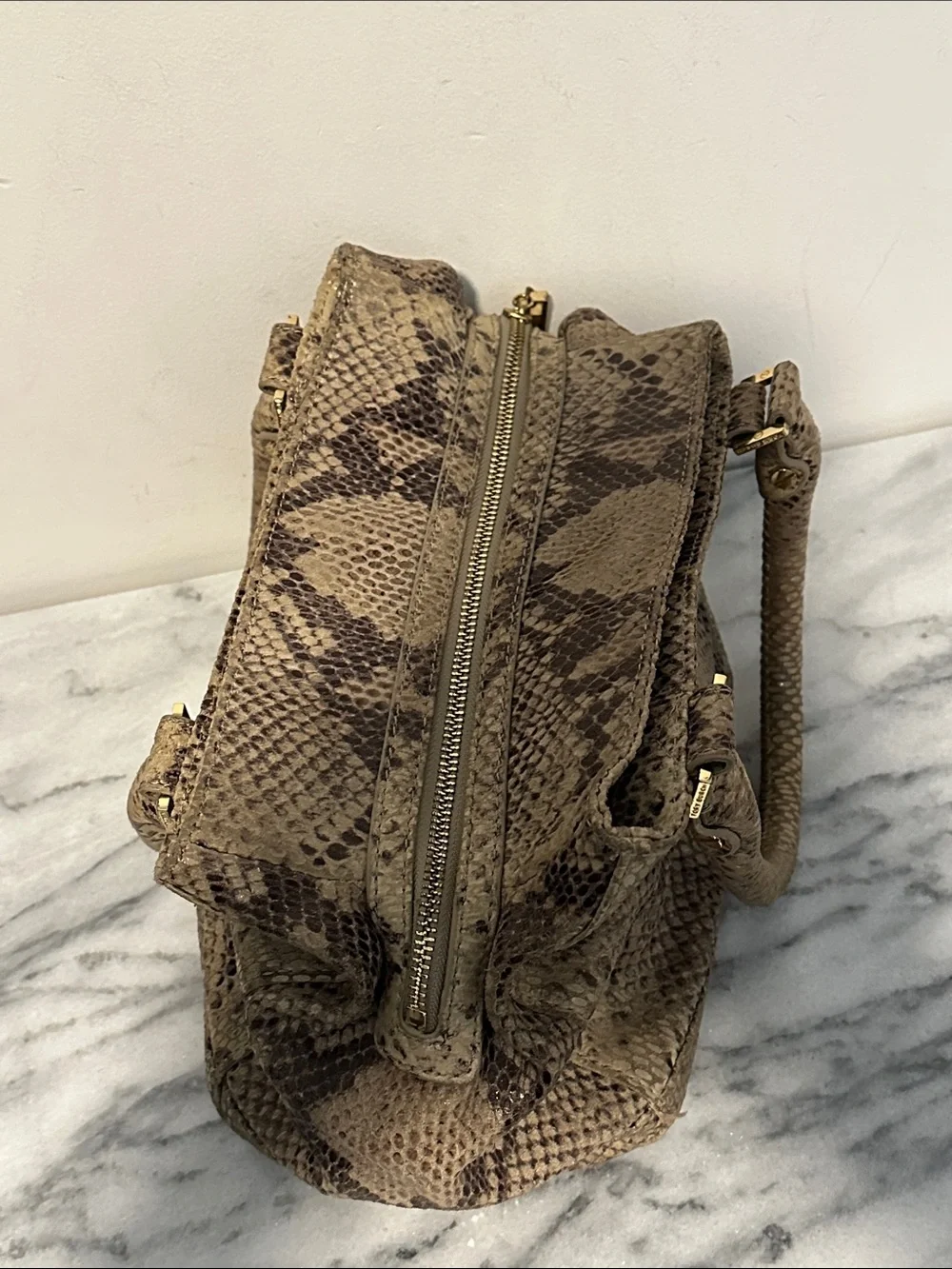 Tory Burch Python Embossed Leather Top Handle Satchel Bag